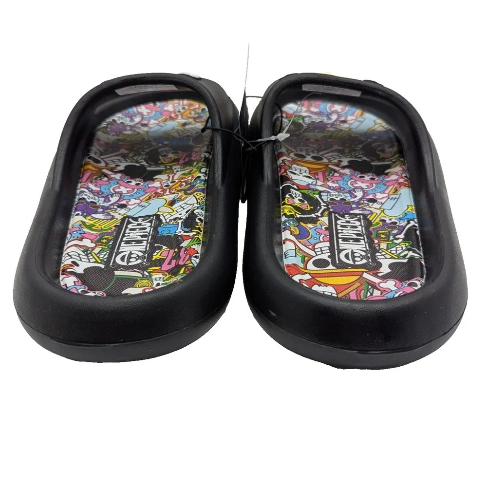 One Piece Anime Skull Slides Sandals Mens Size 8 Black Anime Slip On